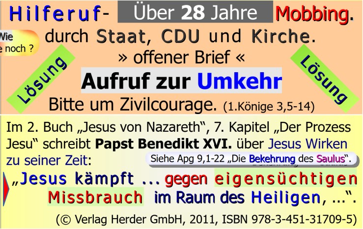 20.08.2025 89. Nachfrage an BOM - 28 Jahre Mobbing, Kirche Mobbing
